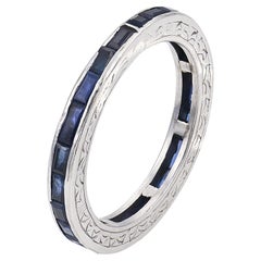 Art Deco 1.50 carat sapphire 18k white gold eternity band