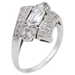 Art Deco 1.80 carat total weight diamond platinum bypass ring