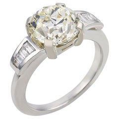 Mid Century GIA 3.05 carat old European cut diamond platinum engagement ring