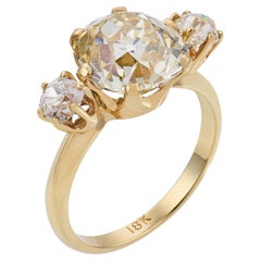 GIA-zertifizierter Ring aus 18-karätigem Gelbgold mit einem Diamanten im Old-Mine-Schliff von 4,51 Karat