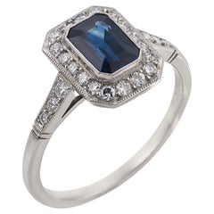 Vintage sapphire diamond platinum ring