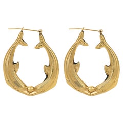 Vintage 14k yellow gold dolphin earrings