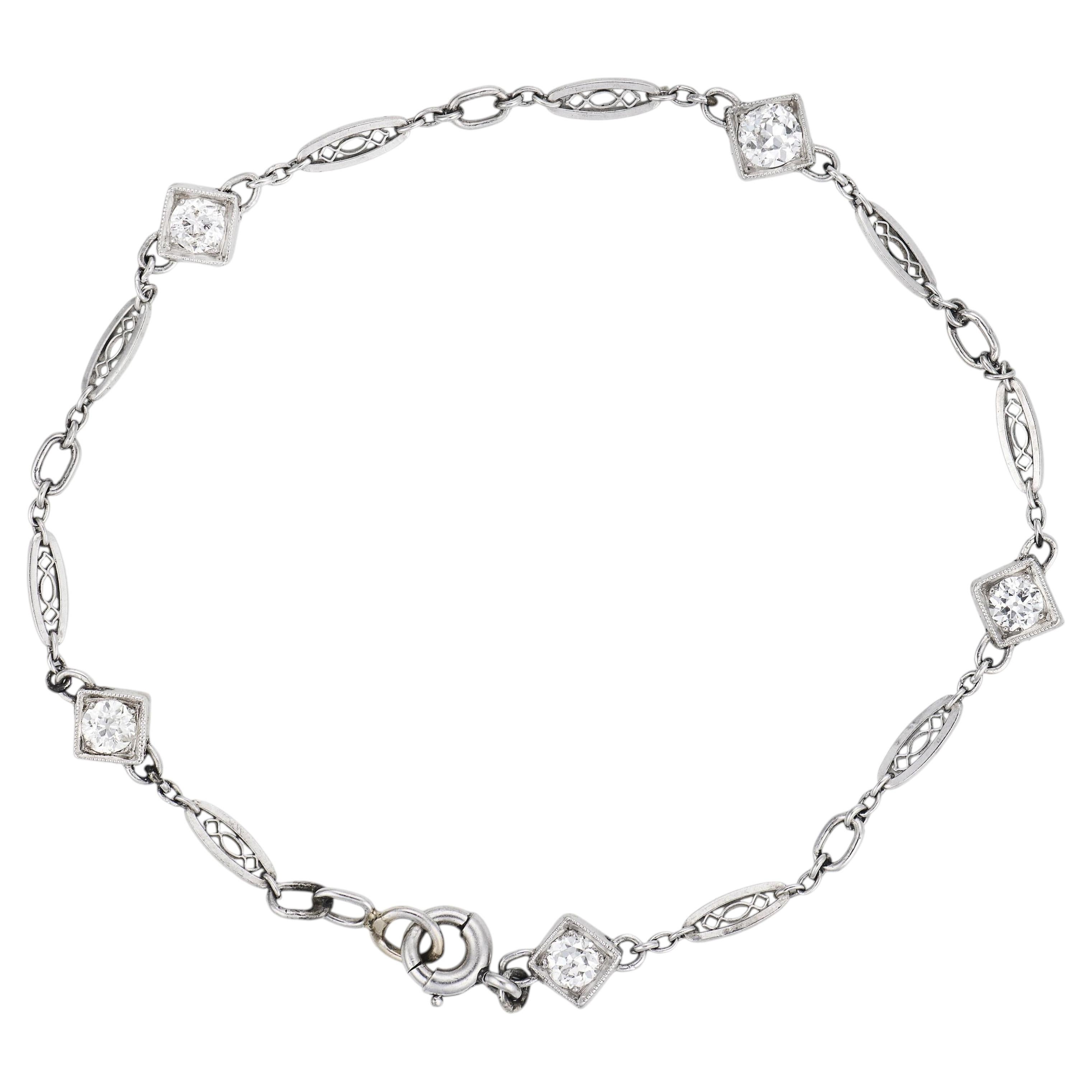 Art Deco diamond platinum bracelet For Sale