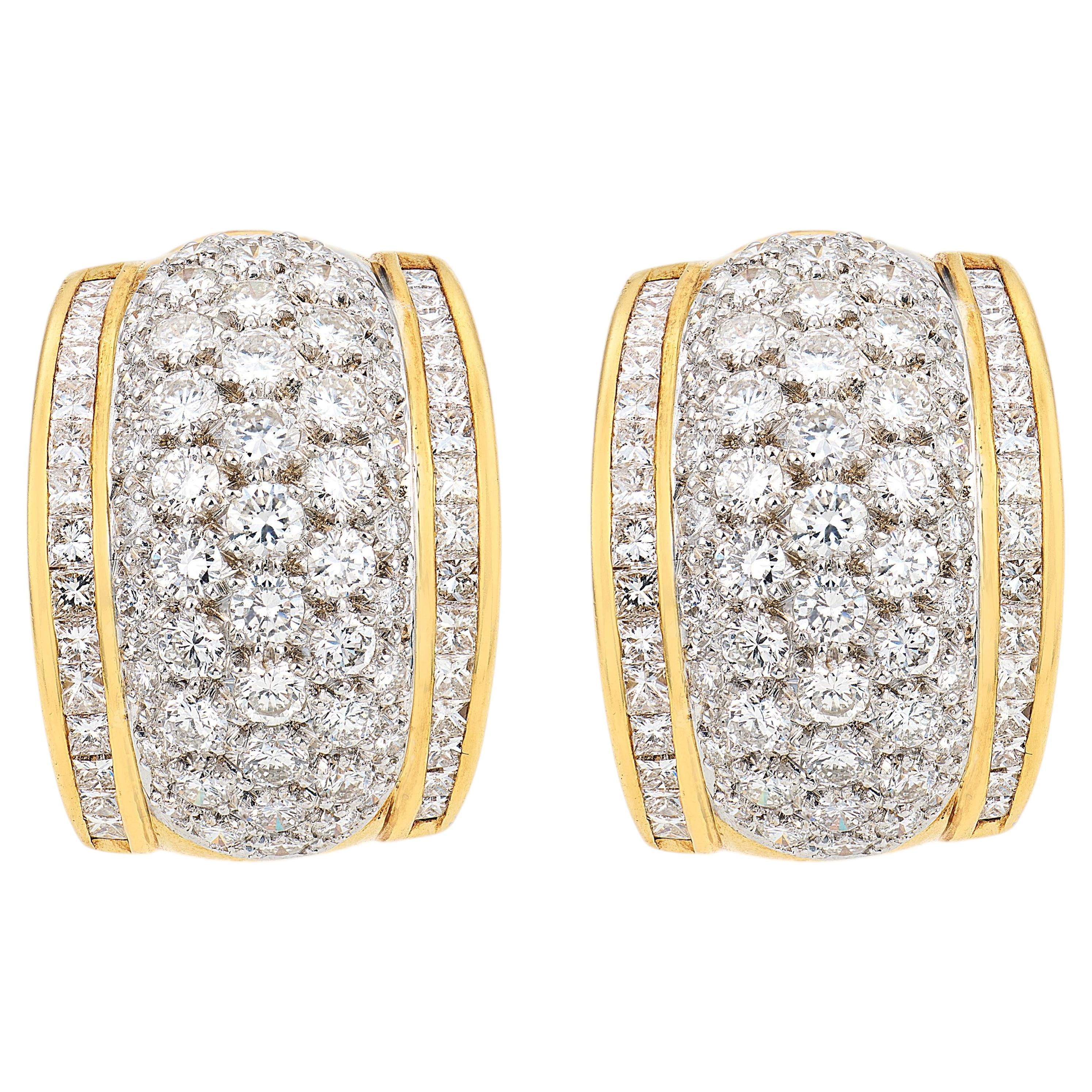 Vintage 4.80 carat diamond 18k yellow gold earrings For Sale