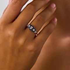 Art-Déco-Ring aus Platin mit Diamanten (0,80 ct) und Saphiren (1,00 ct)