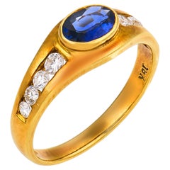 Vintage sapphire diamond 18k yellow gold ring
