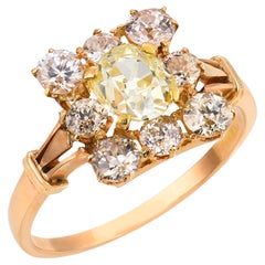 Victorian 1.80 carat diamond 18k yellow gold cluster ring