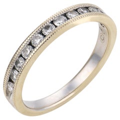 Vintage diamond 14k white gold half eternity wedding band