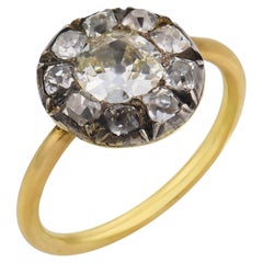 Georgian old cut diamond 18k yellow gold silver cluster ring