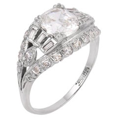 Art Deco GIA 1.51 carat old mine cut diamond platinum engagement ring