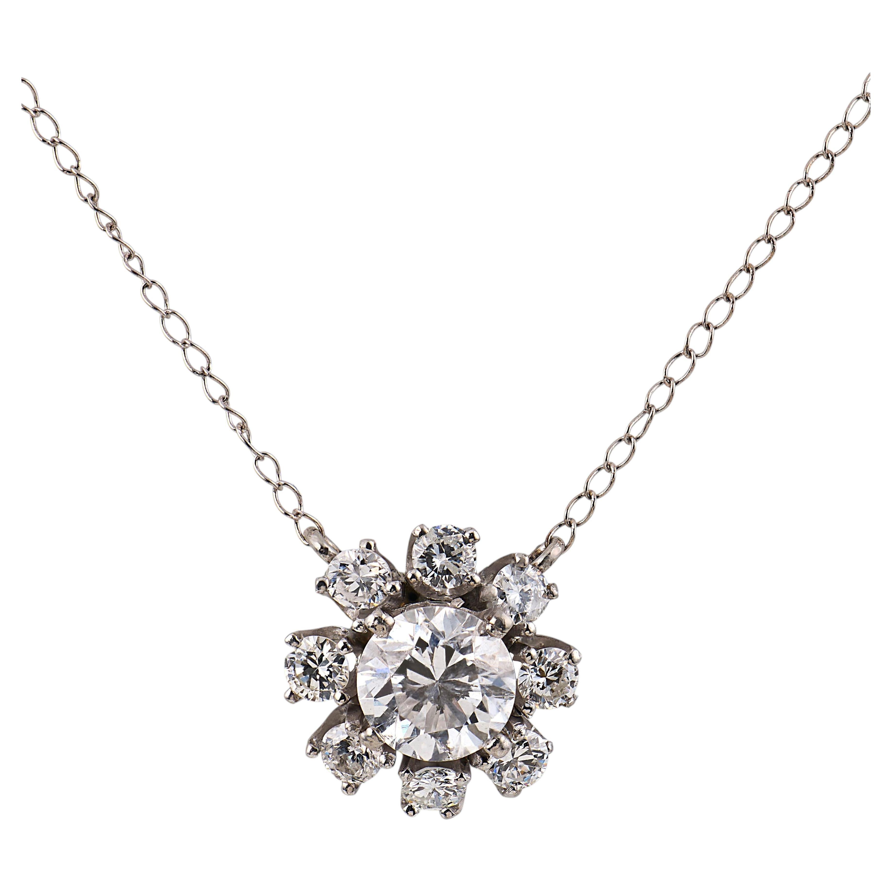Contemporary 14k White Gold Necklace with 0.93ct Diamonds, 2022 For Sale