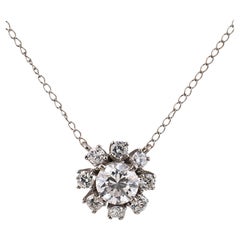 Contemporary diamond 14k white gold necklace