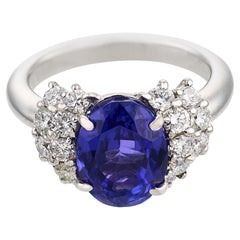 Vintage 3.93 carat tanzanite diamond platinum ring