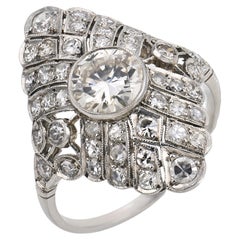 Art Deco style 0.95 carat diamond platinum ring