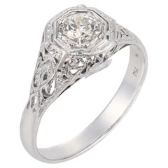 Art Deco 0.49ct Diamond Engagement Ring, 18k White Gold, 1930s