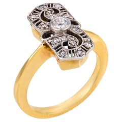 Diamantring aus 18-karätigem Gelbgold und Platin aus der Edwardianischen Zeit, um 1910