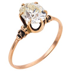 Victorian GIA 1.26 carat old mine cut diamond 9k rose gold solitaire ring