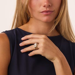 Mid Century GIA diamond 14k yellow gold and platinum ring