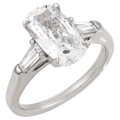 GIA 2.01 carat elongated old mine cut diamond platinum engagement ring