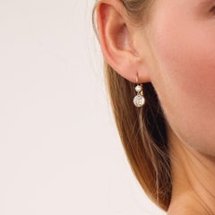 Victorian style 2.23 carat old cut diamond 18k yellow gold platinum earrings