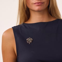 Victorian emerald diamond ruby 18k gold and silver brooch