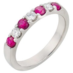 Vintage ruby diamond 14k white gold ring
