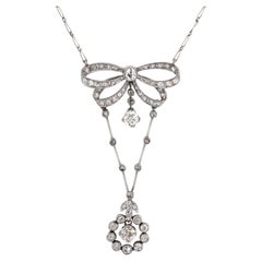 French Edwardian 2.80 carat diamond platinum necklace