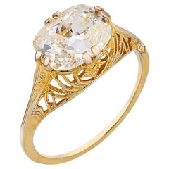 Anello di fidanzamento in oro giallo 14k con diamante vittoriano da 2,05 carati, montatura east-west