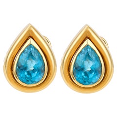 Vintage 10.00 carat topaz 14k yellow gold bezel set earrings