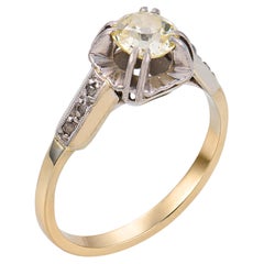 French Art Deco diamond 18k white gold engagement ring