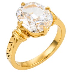 GIA 3.02 carat D VVS1 elongated cushion cut diamond 18k yellow gold ring