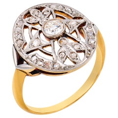 Edwardian 0.80ct Diamond Platinum and 18k Yellow Gold Ring, Circa 1910