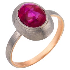 Mid Century GIA 3.00 carat Burma no heat ruby platinum ring