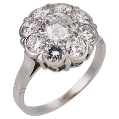 Art Deco style 2.40 carat diamond platinum cluster ring