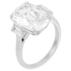 Mid Century GIA 5.02 carat old mine cut diamond platinum engagement ring
