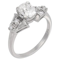 Mid-Century GIA 1.08 carat old mine cut diamond platinum engagement ring