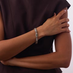 Edwardian emerald diamond 18k white gold bracelet