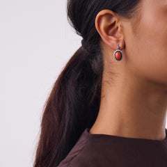 Art deco style coral onyx diamond platinum drop earrings