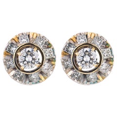 Vintage 1.60 carat diamond 18k white gold cluster earrings