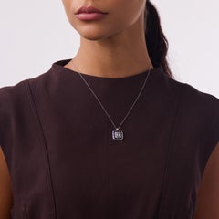 Contemporary 3.20 carat sapphire diamond 14k white gold necklace