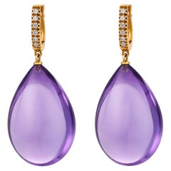 Sanalitro – moderne Amethyst-Diamant-Ohrhänger aus 18-karätigem Gelbgold