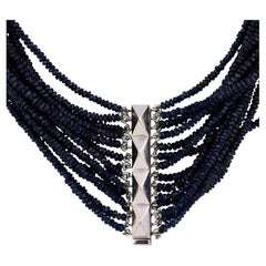 Valentin Magro vintage sapphire beads 18k white gold necklace
