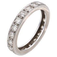 French Mid Century diamond 18k white gold eternity band
