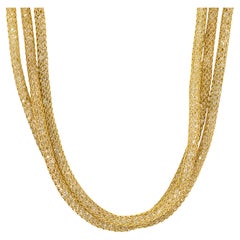 Collana vintage in oro giallo 18 carati con diamanti e rete di quarzo