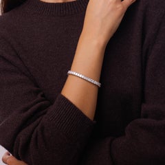 Vintage 18.05 carat baguette cut diamond platinum tennis bracelet