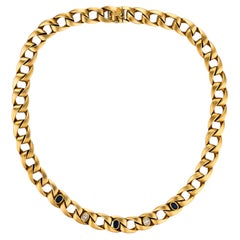 Cartier vintage sapphire diamond 18k yellow gold link necklace