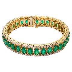 Vintage 16.50 carat emerald diamond 14k yellow gold bracelet