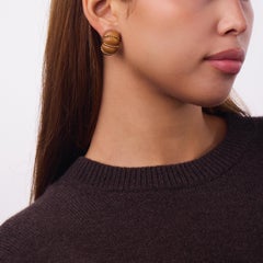 Seaman Schepps vintage carved wood 18k yellow gold shrimp earrings