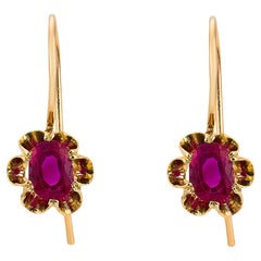 Victorian ruby 18k yellow gold earrings