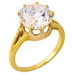 Victorian GIA 3.72 carat old European diamond 18k yellow gold engagement ring